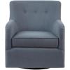 Madison Park Adele Upholstered Swivel Accent Chair, Cozy Upholstered Swivel Chair for Living Room, 7″ Thick Removable Cushion, Modern Accent Armchair, Family Room Furniture, Bedroom Chair, Blue, 29″W