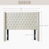 Madison Park Amelia Upholstered Headboard | Nail Head Trim Wingback Button Tufted | King, Cream(Cream)