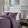 Madison Park Amelia Upholstered Headboard | Nail Head Trim Wingback Button Tufted | King, Cream(Gray)