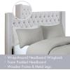 Madison Park Amelia Upholstered Headboard | Nail Head Trim Wingback Button Tufted | King, Cream(Gray)