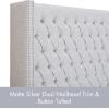 Madison Park Amelia Upholstered Headboard | Nail Head Trim Wingback Button Tufted | King, Cream(Gray)
