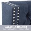 Madison Park Amelia Upholstered Headboard | Nail Head Trim Wingback Button Tufted | King, Cream(Navy)
