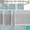 Madison Park Amherst Bathroom Shower Curtain Faux Silk Pieced Striped Modern Microfiber Bath Curtains, 72×72 Inches, Aqua(Aqua)