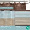 Madison Park Amherst Bathroom Shower Curtain Faux Silk Pieced Striped Modern Microfiber Bath Curtains, 72×72 Inches, Aqua(Blue)