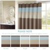 Madison Park Amherst Bathroom Shower Curtain Faux Silk Pieced Striped Modern Microfiber Bath Curtains, 72×72 Inches, Aqua(Blue/Brown)
