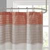 Madison Park Amherst Bathroom Shower Curtain Faux Silk Pieced Striped Modern Microfiber Bath Curtains, 72×72 Inches, Aqua(Coral)