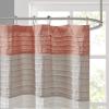 Madison Park Amherst Bathroom Shower Curtain Faux Silk Pieced Striped Modern Microfiber Bath Curtains, 72×72 Inches, Aqua(Coral)