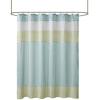Madison Park Amherst Bathroom Shower Curtain Faux Silk Pieced Striped Modern Microfiber Bath Curtains, 72×72 Inches, Aqua(Green)