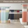 Madison Park Amherst Bathroom Shower Curtain Faux Silk Pieced Striped Modern Microfiber Bath Curtains, 72×72 Inches, Aqua(Natural)