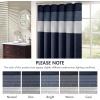 Madison Park Amherst Bathroom Shower Curtain Faux Silk Pieced Striped Modern Microfiber Bath Curtains, 72×72 Inches, Aqua(Navy)