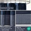 Madison Park Amherst Bathroom Shower Curtain Faux Silk Pieced Striped Modern Microfiber Bath Curtains, 72×72 Inches, Aqua(Navy)