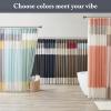 Madison Park Amherst Bathroom Shower Curtain Faux Silk Pieced Striped Modern Microfiber Bath Curtains, 72×72 Inches, Aqua(Navy)