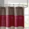 Madison Park Amherst Bathroom Shower Curtain Faux Silk Pieced Striped Modern Microfiber Bath Curtains, 72×72 Inches, Aqua(Red/Brown)