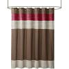 Madison Park Amherst Bathroom Shower Curtain Faux Silk Pieced Striped Modern Microfiber Bath Curtains, 72×72 Inches, Aqua(Red/Brown)