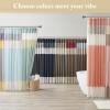 Madison Park Amherst Bathroom Shower Curtain Faux Silk Pieced Striped Modern Microfiber Bath Curtains, 72×72 Inches, Aqua(Yellow)