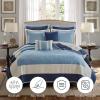 Madison Park Attingham Reversible Quilt Set – All Season Breathable Coverlet, Lightweight Cozy Bedding Layers, Matching Shams, Full/Queen(90″x90″), Navy 7 Piece(Navy)