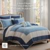 Madison Park Attingham Reversible Quilt Set – All Season Breathable Coverlet, Lightweight Cozy Bedding Layers, Matching Shams, Full/Queen(90″x90″), Navy 7 Piece(Navy)
