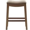 Madison Park Belfast Bar Stools, Contour Padded Seat, Nail Head Trim, Modern Kitchen Counter Chair, Solid Hardwood, Metal Kickplate Footrest, Dining Room Accent Furniture, Linen(Linen)