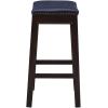 Madison Park Belfast Bar Stools, Contour Padded Seat, Nail Head Trim, Modern Kitchen Counter Chair, Solid Hardwood, Metal Kickplate Footrest, Dining Room Accent Furniture, Linen(Navy)