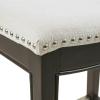 Madison Park Belfast Bar Stools, Contour Padded Seat, Nail Head Trim, Modern Kitchen Counter Chair, Solid Hardwood, Metal Kickplate Footrest, Dining Room Accent Furniture, Linen(Cream)