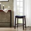 Madison Park Belfast Bar Stools, Contour Padded Seat, Nail Head Trim, Modern Kitchen Counter Chair, Solid Hardwood, Metal Kickplate Footrest, Dining Room Accent Furniture, Linen(Navy)