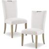 Madison Park Braiden Dining Chairs Fabric Cover Cushion Modern Style Sturdy Solid Wood Family Room Furniture Side-Stool, Natural