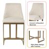 Madison Park Bryce Counter Stool, Antique Gold Metal Base, Curved Rounded Back Upholstered Counter Height Stool for Kitchen Island, 40.5″ H, Cream
