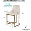 Madison Park Bryce Counter Stool, Antique Gold Metal Base, Curved Rounded Back Upholstered Counter Height Stool for Kitchen Island, 40.5″ H, Cream