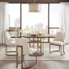 Madison Park Bryce Parsons Upholstered Accent Dining Chairs Set of 2, Padded Seat with Cushion, Antique Gold Metal Frame Back and Sled Leg, Contemporary Modern Chic for Kitchen, Cream 2 Piece(Cream)