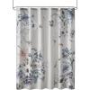 Madison Park Cassandra Cotton Percale Bathroom Shower, Printed Floral Design Modern Shabby Chic Privacy Bath Fabric Curtains, 72″x72″, Blush (MP70-6717)(Blue)