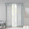 Madison Park Ceres DIY Twisted Tab Sheer Curtain, Pair Panels, Lightweight Window Treatment, Voile Privacy, Light Filtering Drape for Bedroom and Apartment, 50 in x 84 in, White 2 Piece(Light Grey)