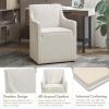 Madison Park Charlotte Dining Chair with Hidden Casters, Accent Chair 20″ Thick Seat Cushion, Upholstered, Padded, Modern Farmhouse Dining Chair Side Chair, Fully Assembled Chair 34″ H Grey(Cream)