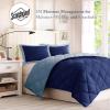 Madison Park Comfort Classics Larkspur Reversible Down Alternative 3M Scotchgard Comforter Mini Set, Full/Queen, Red/Black(Navy/Light Blue)