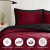 Madison Park Comfort Classics Larkspur Reversible Down Alternative 3M Scotchgard Comforter Mini Set, Full/Queen, Red/Black(Red/Black)