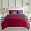 Madison Park Comfort Classics Larkspur Reversible Down Alternative 3M Scotchgard Comforter Mini Set, Full/Queen, Red/Black(Red/Navy)