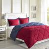 Madison Park Comfort Classics Larkspur Reversible Down Alternative 3M Scotchgard Comforter Mini Set, Full/Queen, Red/Black(Red/Navy)