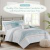 Madison Park Comforter Set, Seersucker Floral King Size Comforter Sets, Microfiber Comforters, All Season Lightweight Comforter, Throw Pillows, Caralie, Full/Queen Purple 5 Piece(Aqua 5pcs)