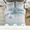 Madison Park Comforter Set, Seersucker Floral King Size Comforter Sets, Microfiber Comforters, All Season Lightweight Comforter, Throw Pillows, Caralie, Full/Queen Purple 5 Piece(Aqua 5pcs)