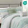 Madison Park Comforter Set, Seersucker Floral King Size Comforter Sets, Microfiber Comforters, All Season Lightweight Comforter, Throw Pillows, Caralie, Full/Queen Purple 5 Piece(Green 5pcs)