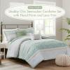 Madison Park Comforter Set, Seersucker Floral King Size Comforter Sets, Microfiber Comforters, All Season Lightweight Comforter, Throw Pillows, Caralie, Full/Queen Purple 5 Piece(Green 5pcs)