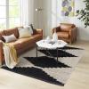 Madison Park Dakota Vienna Woven Turkish Area Rugs for Living Room, Indoor Dining Accent Modern Home Décor, Ultra Soft Floor Carpets for Dining Room, 7’11″W x 10’L, Distressed Tiled Beige(Amanda Black/Ivory)