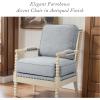 Madison Park Donohue Mid-Century Modern Accent Chairs for Living Room with Nailhead Trim, Solid Wood, Oakwood Finish, Upholstered Seat, Lounge for Reading Bedroom Furniture, Light Grey(Light Blue/Antique Cream)