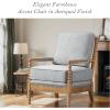 Madison Park Donohue Mid-Century Modern Accent Chairs for Living Room with Nailhead Trim, Solid Wood, Oakwood Finish, Upholstered Seat, Lounge for Reading Bedroom Furniture, Light Grey(Light Blue)