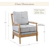 Madison Park Donohue Mid-Century Modern Accent Chairs for Living Room with Nailhead Trim, Solid Wood, Oakwood Finish, Upholstered Seat, Lounge for Reading Bedroom Furniture, Light Grey(Light Blue)