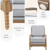 Madison Park Donohue Mid-Century Modern Accent Chairs for Living Room with Nailhead Trim, Solid Wood, Oakwood Finish, Upholstered Seat, Lounge for Reading Bedroom Furniture, Light Grey(Light Blue)