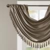 Madison Park Elena Waterfall Embellished Rod Pocket Valance , Faux Silk Valances for Window , 38X46″ , Bronze(Bronze)