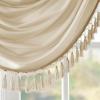 Madison Park Elena Waterfall Embellished Rod Pocket Valance , Faux Silk Valances for Window , 38X46″ , Bronze(Champagne)