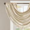 Madison Park Elena Waterfall Embellished Rod Pocket Valance , Faux Silk Valances for Window , 38X46″ , Bronze(Champagne)