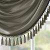 Madison Park Elena Waterfall Embellished Rod Pocket Valance , Faux Silk Valances for Window , 38X46″ , Bronze(Charcoal)