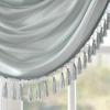 Madison Park Elena Waterfall Embellished Rod Pocket Valance , Faux Silk Valances for Window , 38X46″ , Bronze(Dusty Aqua)